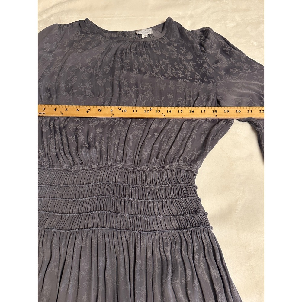 Current Air Los Angeles Smocked Waist Floral Jacquard Dress Grey Womens M - Picture 13 of 16